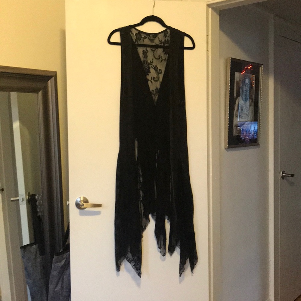 Floor length black vest